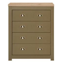 Chest Of Drawers Olive Green Birlea Highgate 4 Drawer & Oak Farmhouse Shabby Chic - thumbnail 6