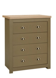 Chest Of Drawers Olive Green Birlea Highgate 4 Drawer & Oak Farmhouse Shabby Chic - thumbnail 3