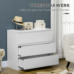 Chest Of Drawers, 3-Drawer Storage Organiser Unit For Bedroom, White - thumbnail 3