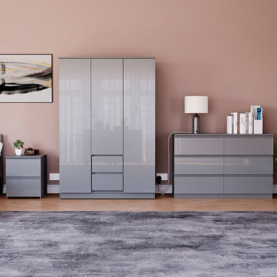 Lassic Vida Designs Glinton 3 Piece Grey Fsc Bedroom Set - (6 Drawer Chest, 3 Door Wardrobe, 2 Drawer Bedside Chest) - image 1
