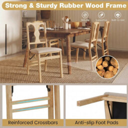 2 Pack Folding Dining Chairs Space Saving Upholstered Kitchen Chair - thumbnail 6