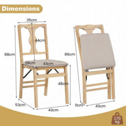 2 Pack Folding Dining Chairs Space Saving Upholstered Kitchen Chair - thumbnail 2