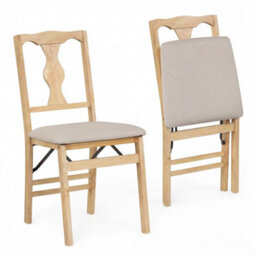 2 Pack Folding Dining Chairs Space Saving Upholstered Kitchen Chair - thumbnail 1