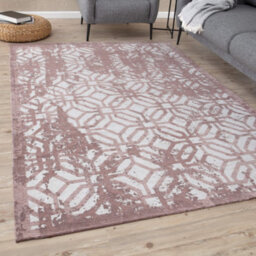 The Rugs Carina Collection  Rugs In Pink 6933 Non-Slip Machine Washable - thumbnail 1