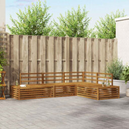 Walplus Outdoor Sofa Set 4 Piece Natural Solid Acacia Wood
