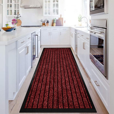 Ameha Pvc Rubber Mat, Non Slip Water & Dirt Absorbent Indoor Outdoor Extra Larger Area, Runner Mat, Burgundy 80X300Cm - image 1