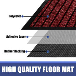 Ameha Pvc Rubber Mat, Non Slip Water & Dirt Absorbent Indoor Outdoor Extra Larger Area, Runner Mat, Burgundy 80X300Cm - thumbnail 4