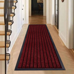 Ameha Pvc Rubber Mat, Non Slip Water & Dirt Absorbent Indoor Outdoor Extra Larger Area, Runner Mat, Burgundy 80X300Cm - thumbnail 7