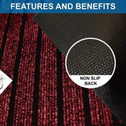 Ameha Pvc Rubber Mat, Non Slip Water & Dirt Absorbent Indoor Outdoor Extra Larger Area, Runner Mat, Burgundy 80X300Cm - thumbnail 5