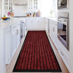 Ameha Pvc Rubber Mat, Non Slip Water & Dirt Absorbent Indoor Outdoor Extra Larger Area, Runner Mat, Burgundy 80X300Cm