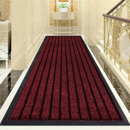Ameha Pvc Rubber Mat, Non Slip Water & Dirt Absorbent Indoor Outdoor Extra Larger Area, Runner Mat, Burgundy 80X300Cm - thumbnail 2