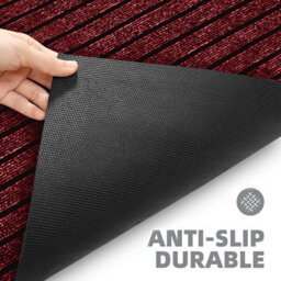 Ameha Pvc Rubber Mat, Non Slip Water & Dirt Absorbent Indoor Outdoor Extra Larger Area, Runner Mat, Burgundy 80X300Cm - thumbnail 9