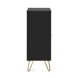 Julian Bowen Murano 2 Door 2 Drawer Sideboard With Internal And External Shelf Storage, Black, Gold Legs, Height: 100 X Width: 80 X Depth: 40Cm - thumbnail 5