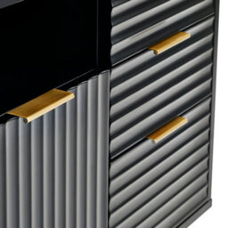 Julian Bowen Murano 2 Door 2 Drawer Sideboard With Internal And External Shelf Storage, Black, Gold Legs, Height: 100 X Width: 80 X Depth: 40Cm - thumbnail 6