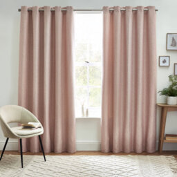 furn. Petal Pink Woven Lined Eyelet Curtains (W)167Cm (L)228Cm, Pair