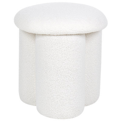 Beliani Off-White Bouclé Round Pouffe Footstool - 40 X 45 Cm Mushroom - image 1