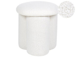 Beliani Off-White Bouclé Round Pouffe Footstool - 40 X 45 Cm Mushroom - thumbnail 3