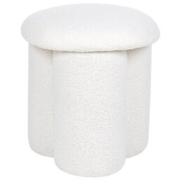 Beliani Off-White Bouclé Round Pouffe Footstool - 40 X 45 Cm Mushroom - thumbnail 1