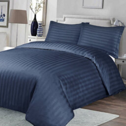 Ameha Stripe Duvet Set With Pillowcase Navy Double Size 200X200Cm Reversible Soft Microfiber & Anti Allergic - thumbnail 9