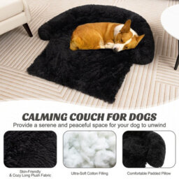 Costway Plush Calming Dog Couch Bed Dog Sofa Bed Anti-Slip Bottom With Washable Cover - thumbnail 8