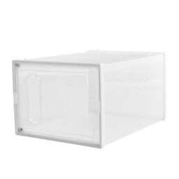 Living And Home 12 Pcs White Rectangular Plastic Stackable Shoe Storage Box Shoe Organiser With Magnetic Door