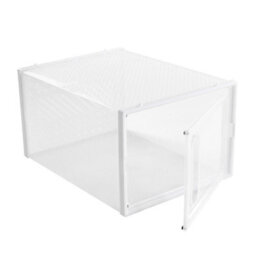 Living And Home 12 Pcs White Rectangular Plastic Stackable Shoe Storage Box Shoe Organiser With Magnetic Door - thumbnail 2
