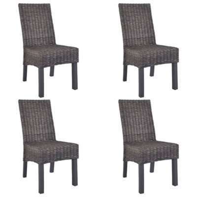 Vidaxl Dining Chairs 4 Pcs Brown Kubu Rattan And Mango Wood Dining Chairs - image 1