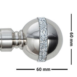 A.unique Home Diamante Ball Metal Extendable Curtain Pole With Rings And Fittings (25/28mm) - Brushed Steel, 120Cm - 220Cm Approx - thumbnail 2