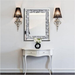 Deenz 60X80Cm Sparkling Decorative Wall Mirror Silver Crystal Crush Diamond - thumbnail 3