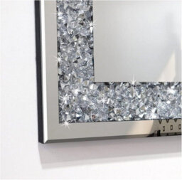 Deenz 60X80Cm Sparkling Decorative Wall Mirror Silver Crystal Crush Diamond - thumbnail 2