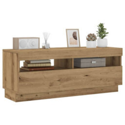 Berkfield Tv Cabinet With Led Lights Artisian Oak 100X35X40 Cm Engineered Wood - thumbnail 1