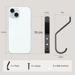 20 Black Wall Hooks For Hanging Coat: 10Kg Metal Sturdy Hook With Screw, Individual Hange - thumbnail 2