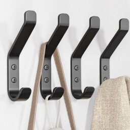 20 Black Wall Hooks For Hanging Coat: 10Kg Metal Sturdy Hook With Screw, Individual Hange - thumbnail 1