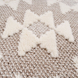 Loomed Neutral Beige Brown Geometric Scandi Style Fringed Area Rug 160Cm X 230Cm - thumbnail 9