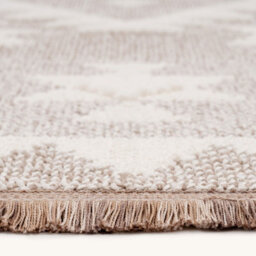 Loomed Neutral Beige Brown Geometric Scandi Style Fringed Area Rug 160Cm X 230Cm - thumbnail 3