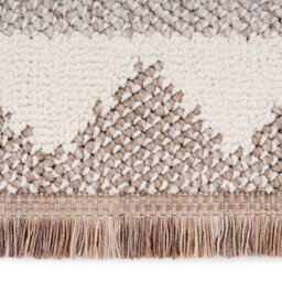 Loomed Neutral Beige Brown Geometric Scandi Style Fringed Area Rug 160Cm X 230Cm - thumbnail 4