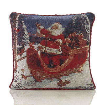 "Luxury Living Sleigh 18"" Tapestry Christmas Cushion"