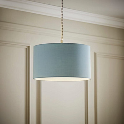 Valuelights Reni Duck Egg Blue Fabric Drum Ceiling Lamp Shade (D)35Cm - image 1