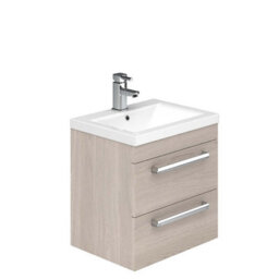 Plum&clay Novela Light Wood Wall Hung Vanity Unit With Ceramic Basin Bathroom Furniture (W)600mm