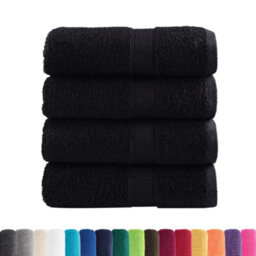 Berkfield Durable Premium Guest Towels Solund 4 Pcs Black 30X50 Cm 600 Gsm