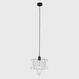 Valuelights Black Ceiling Pendant Light Fitting With Grey Geometric Star Shade - Complete With 4W Led Filament Bulb In Warm White - thumbnail 4