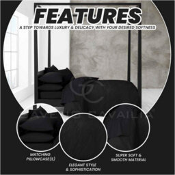 Gc Gaveno Cavailia Plain Dyed Duvet Cover Super King Polycotton Solid Bedding Set Breathable Lightweight Duvet Cover Bed Set Black - thumbnail 5