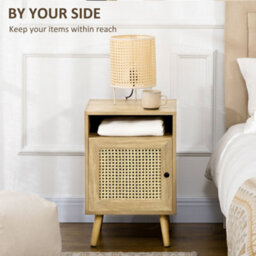 Wyld Haus Fiha Set Of 2 Natural Wooden Bedside Tables With Rattan Door And Top Shelf - Pair - thumbnail 5