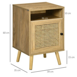 Wyld Haus Fiha Set Of 2 Natural Wooden Bedside Tables With Rattan Door And Top Shelf - Pair - thumbnail 4