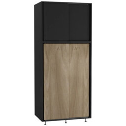 Urbn-Living Urbnliving 180Cm Height Black Carcass With 4 Sliding Oak Doors Wardrobe Bedroom Storage Closet Hanging Rail Cupboard Unit - thumbnail 1