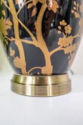 Downton Interiors Black Gold Ceramic Table Lamp With Plain Shade - thumbnail 2