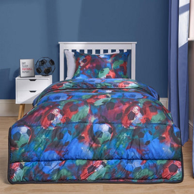 OHS Football Coverless 10.5 Tog Duvet Pillowcase Quilted Set Single Bed Cover - image 1