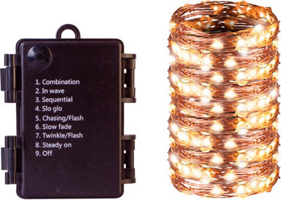 Netagon St. Helens Home And Garden Battery Copper Wire 200 Warm White Led String Light With Programme Controller 20M - image 1