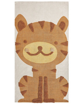 Wyld And Coco Tiger Print Kids Rug Multicolour 80 X 150 Cm Low Pile Playroom Mat - image 1