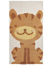 Wyld And Coco Tiger Print Kids Rug Multicolour 80 X 150 Cm Low Pile Playroom Mat - thumbnail 1